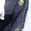 CHANEL Chain Shoulder Bag Raffia 2way Black Gold CC Auth 169908SM-18