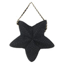 CHANEL Ketting Schoudertas Raffia 2-weg Zwart Goud CC Auth 169908SM-2