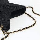 CHANEL Chain Shoulder Bag Raffia 2way Black Gold CC Auth 169908SM-7