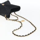 CHANEL Chain Shoulder Bag Raffia 2way Black Gold CC Auth 169908SM-9