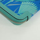 HERMES Sokwar Flamingo Party Long Wallet Silk Blue Auth 169913SAV-10