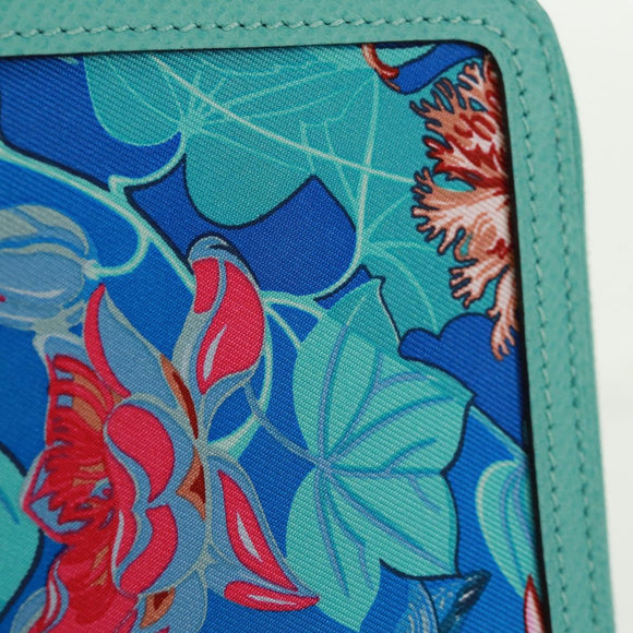 HERMES Sokwar Flamingo Party Long Wallet Silk Blue Auth 169913SAV
