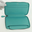 HERMES Sokwar Flamingo Party Long Wallet Silk Blue Auth 169913SAV-15