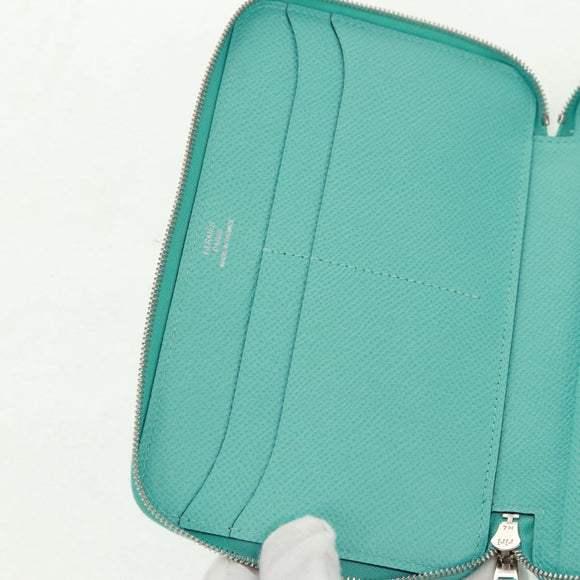 HERMES Sokwar Flamingo Party Long Wallet Silk Blue Auth 169913SAV