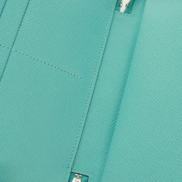 HERMES Sokwar Flamingo Party Long Wallet Silk Blue Auth 169913SAV