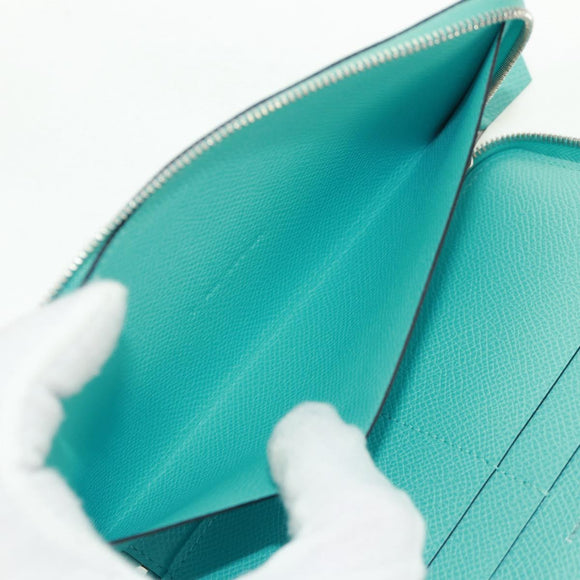 HERMES Sokwar Flamingo Party Long Wallet Silk Blue Auth 169913SAV