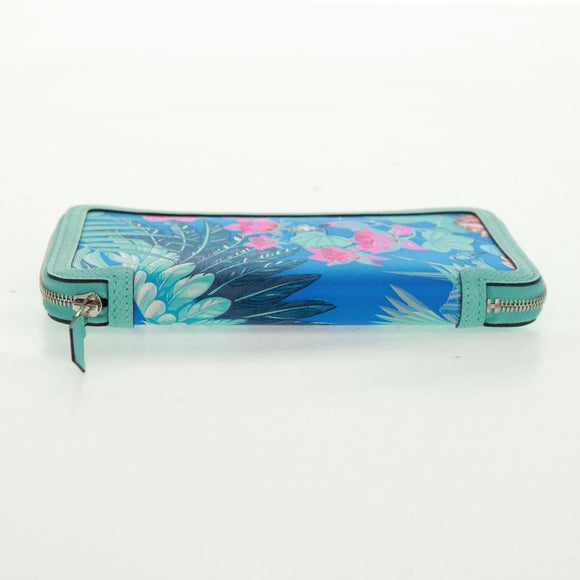HERMES Sokwar Flamingo Party Long Wallet Silk Blue Auth 169913SAV