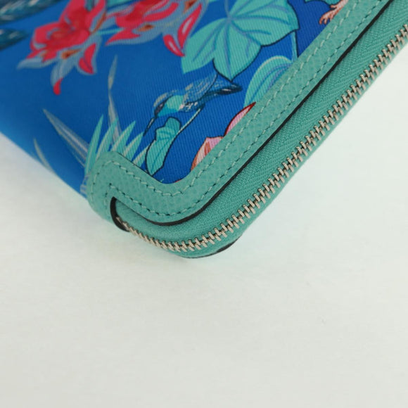 HERMES Sokwar Flamingo Party Long Wallet Silk Blue Auth 169913SAV