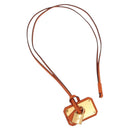 HERMES Okelley GM Necklace Leather Orange Auth 169916SAV-1