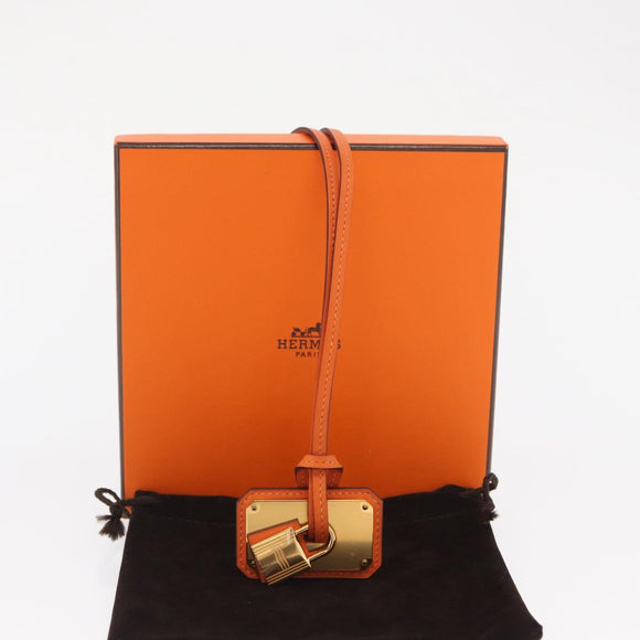 HERMES Okelley GM Necklace Leather Orange Auth 169916SAV
