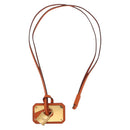 HERMES Okelley GM Necklace Leather Orange Auth 169916SAV-2