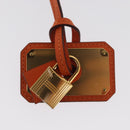 HERMES Okelley GM Necklace Leather Orange Auth 169916SAV-3