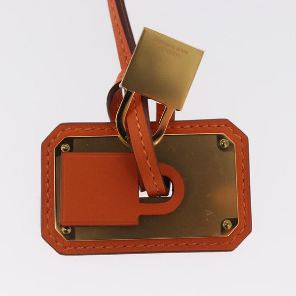 HERMES Okelley GM Necklace Leather Orange Auth 169916SAV