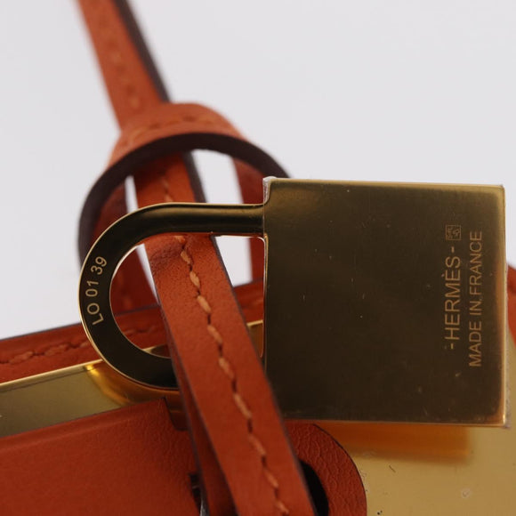 HERMES Okelley GM Necklace Leather Orange Auth 169916SAV