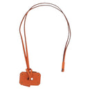 HERMES Okelley GM Necklace Leather Orange Auth 169916SAV-7
