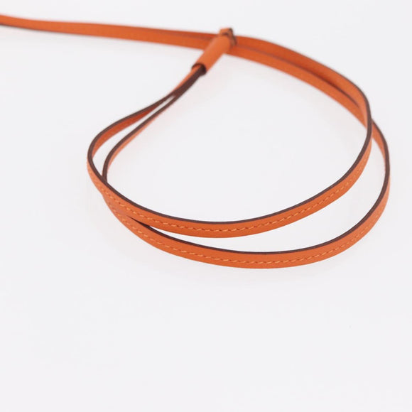 HERMES Okelley GM Necklace Leather Orange Auth 169916SAV