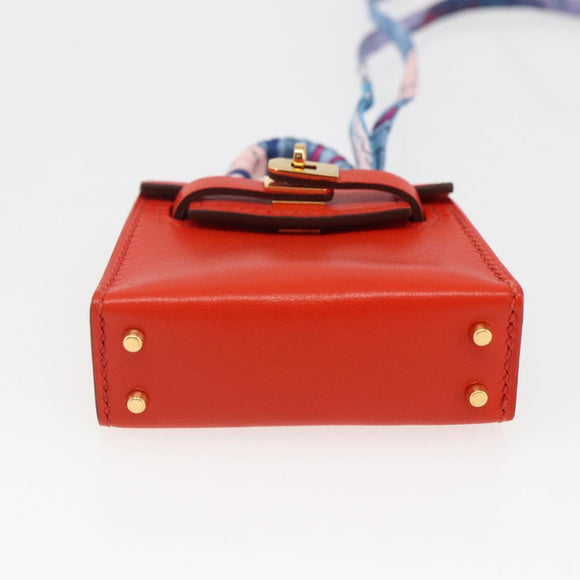 HERMES Micro Kelly Twilly Bag Charm Leather Orange Auth 169917SM