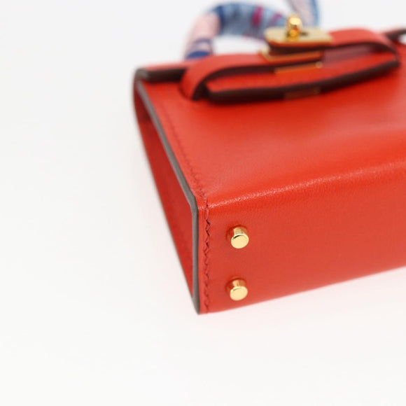HERMES Micro Kelly Twilly Bag Charm Leather Orange Auth 169917SM
