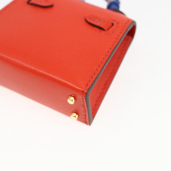 HERMES Micro Kelly Twilly Bag Charm Leather Orange Auth 169917SM