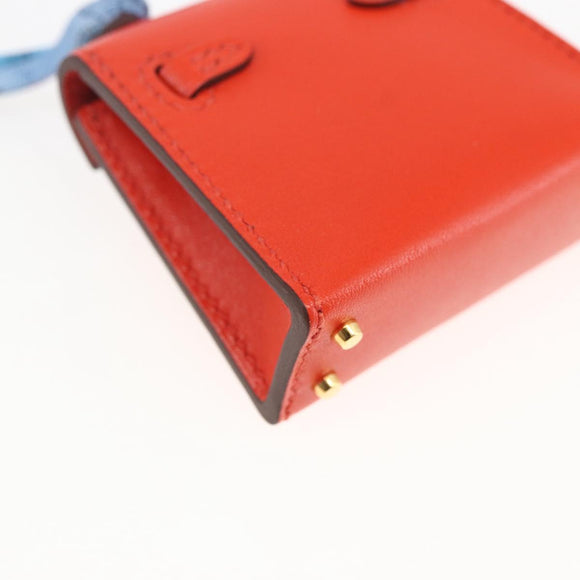 HERMES Micro Kelly Twilly Bag Charm Leather Orange Auth 169917SM