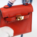 HERMES Micro Kelly Twilly Bag Charm Leather Orange Auth 169917SM-18