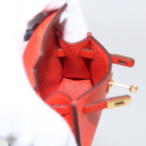 HERMES Micro Kelly Twilly Bag Charm Leather Orange Auth 169917SM