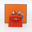 HERMES Micro Kelly Twilly Bag Charm Leather Orange Auth 169917SM-12