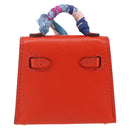 HERMES Micro Kelly Twilly Bag Charm Leather Orange Auth 169917SM-2