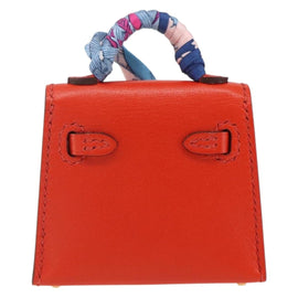 HERMES Micro Kelly Twilly Bag Charm Leather Orange Auth 169917SM - 0