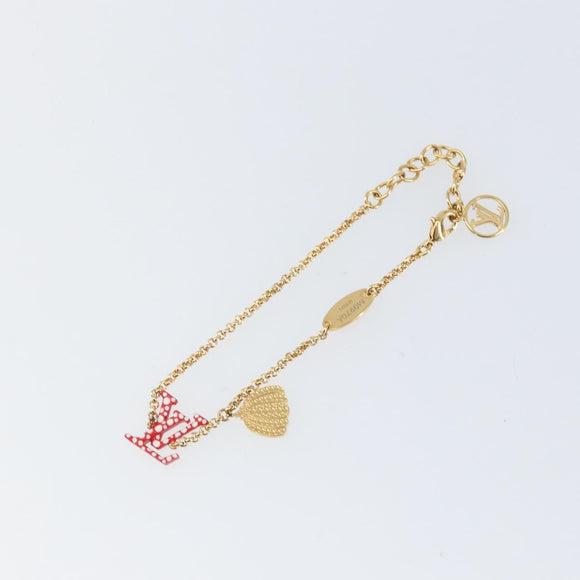 LOUIS VUITTON Brass Iconic Infinity Dot Bracelet Gold Tone M0970A Auth 169923M