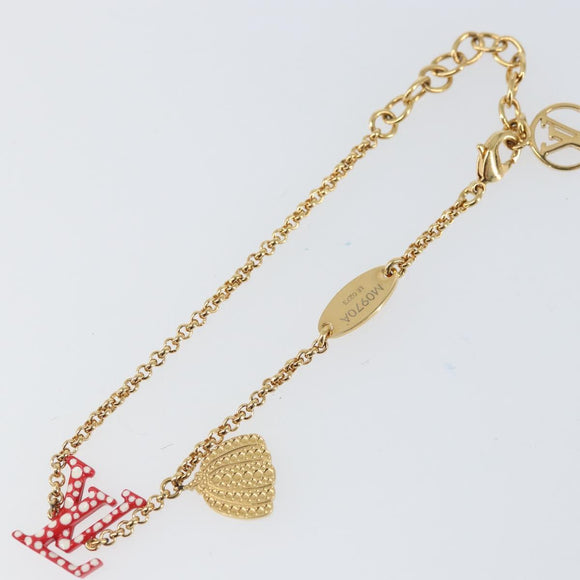 LOUIS VUITTON Brass Iconic Infinity Dot Bracelet Gold Tone M0970A Auth 169923M