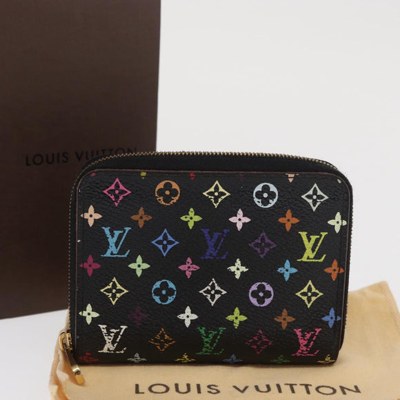 LOUIS VUITTON Monogram Multicolor Zippy Coin Purse Black M93740 LV Auth 169925