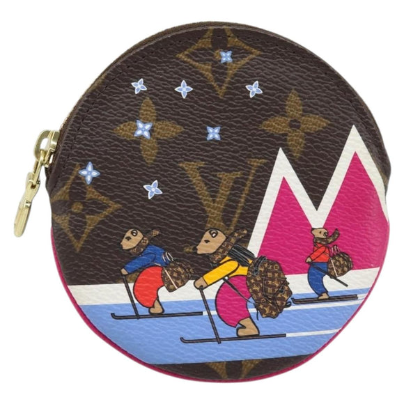 LOUIS VUITTON Monogram Skiing Porte Monnaie Round Coin Purse LV Auth 169927M
