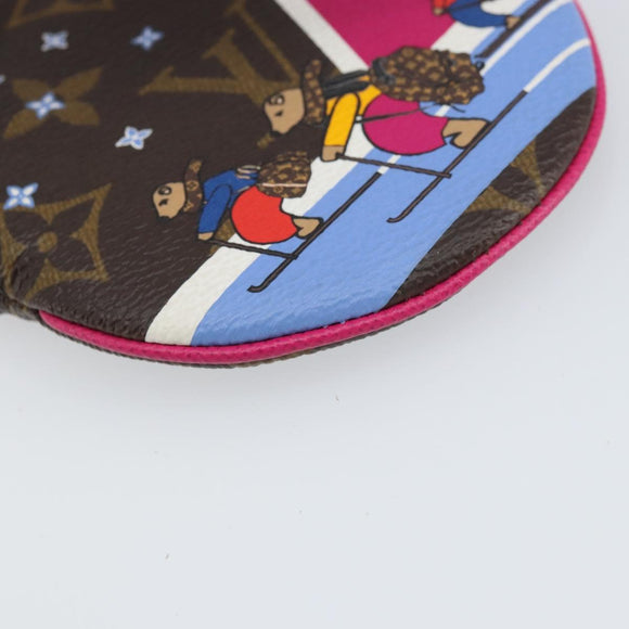 LOUIS VUITTON Monogram Skiing Porte Monnaie Round Coin Purse LV Auth 169927M