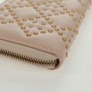 Christian Dior Cannage Studs Long Wallet Lamb Skin Pink Gold Auth 169933M-15