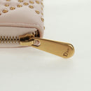 Christian Dior Cannage Studs Long Wallet Lamb Skin Pink Gold Auth 169933M-8