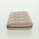 Christian Dior Cannage Studs Long Wallet Lamb Skin Pink Gold Auth 169933M-4
