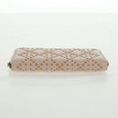 Christian Dior Cannage Studs Long Wallet Lamb Skin Pink Gold Auth 169933M-6