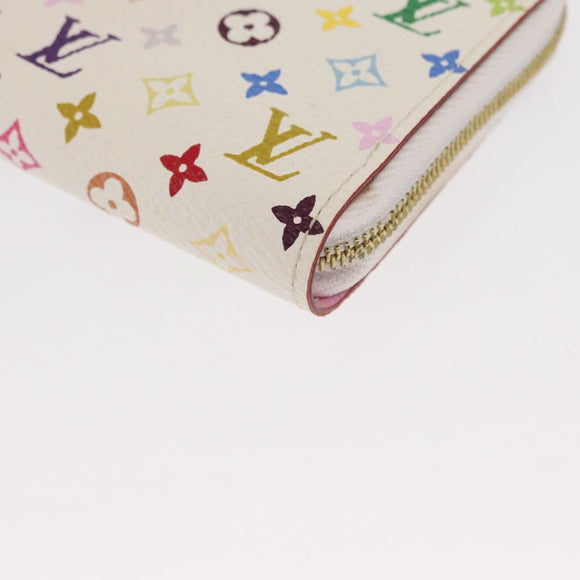 LOUIS VUITTON Monogram Multicolor Zippy Coin Portemonnee Wit M93741 Auth 169934
