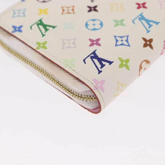 LOUIS VUITTON Monogram Multicolor Zippy Coin Portemonnee Wit M93741 Auth 169934