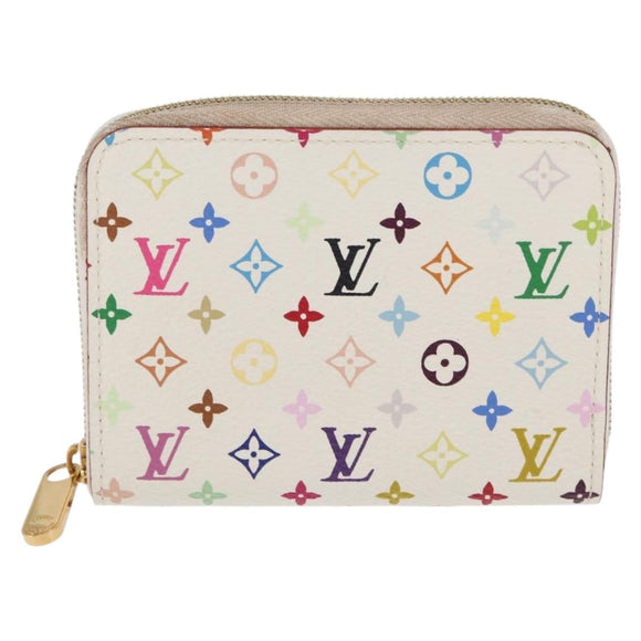 LOUIS VUITTON Monogram Multicolor Zippy Coin Portemonnee Wit M93741 Auth 169934