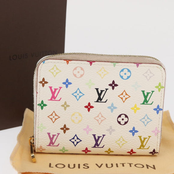 LOUIS VUITTON Monogram Multicolor Zippy Coin Portemonnee Wit M93741 Auth 169934