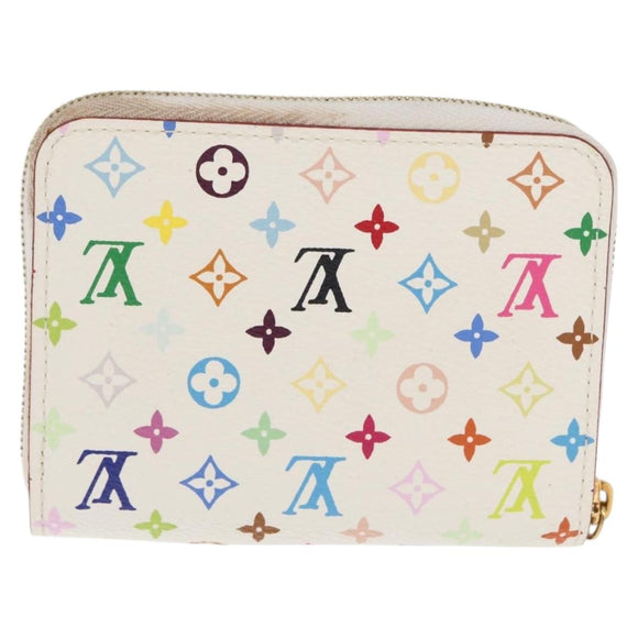LOUIS VUITTON Monogram Multicolor Zippy Coin Portemonnee Wit M93741 Auth 169934