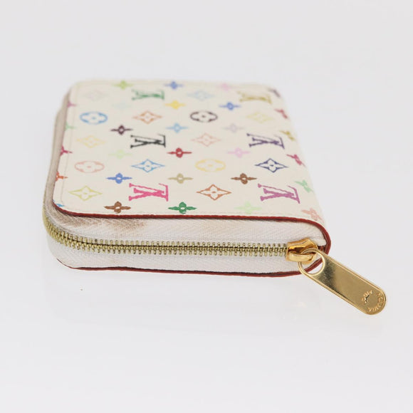 LOUIS VUITTON Monogram Multicolor Zippy Coin Portemonnee Wit M93741 Auth 169934