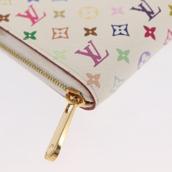 LOUIS VUITTON Monogram Multicolor Zippy Coin Portemonnee Wit M93741 Auth 169934