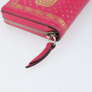 GUCCI GUCC Logo Zip Around Wallet Leather Pink Silver 524966 Auth 169937-8