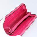 GUCCI GUCC Logo Zip Around Wallet Leather Pink Silver 524966 Auth 169937-9