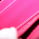 GUCCI GUCC Logo Zip Around Wallet Leather Pink Silver 524966 Auth 169937-17