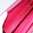 GUCCI GUCC Logo Zip Around Wallet Leather Pink Silver 524966 Auth 169937-10