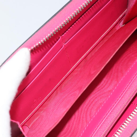 GUCCI GUCC Logo Zip Around Wallet Leather Pink Silver 524966 Auth 169937